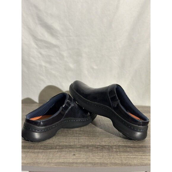 Clarks Women’s pro clog slip on resistant navy patent leather Sz 9 - Picture 7 of 12